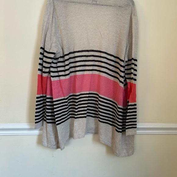 J Jill Long Cardigan Sweater Black and Punk Stripped Size L - Picture 6 of 7